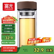 富光 男女士雙層玻璃杯 高硼硅玻璃304茶隔水杯子 帶茶隔泡茶杯500ml