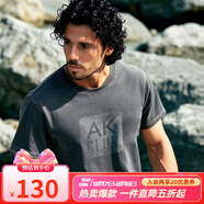 AKSERIES25新款潮流印花圓領(lǐng)短袖T恤男士上衣時尚休閑舒適AK男裝2500003 黑色 L