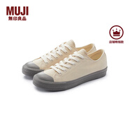 無印良品（MUJI）男女通用不易疲勞不易沾水運動鞋無性別男款女款小白鞋帆布鞋鞋子 淺米色 40 /250mm（尺碼偏大拍小一碼）