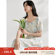 茵曼（INMAN）法式碎花高級感2025夏女新款休閑中長吊帶連衣裙子 月藍(lán)連衣裙-18424791 S
