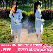 莞町青少年初中生女套裝女大童夏季套裝12-15歲女孩衣服2025年新款 藍色上衣+褲子 【兩件套】 165 L【建議100-120斤】