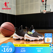 喬丹QIAODAN革面籃球鞋男鞋2025夏季新款緩震耐磨運動(dòng)鞋學(xué)生球鞋 黑色/閃亮橘 41
