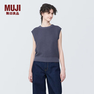 無印良品（MUJI） 女式 強捻網(wǎng)眼 法國袖毛衣 女款夏季 純棉全棉背心 BA1OJA4S 煙熏紫色 M (160/84A)