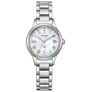 西鐵城日本原裝女士手表  xC光系列光動(dòng)能多局電波萬(wàn)年歷鑲鉆輕奢腕表 ES9490-52D 貝母盤(pán)