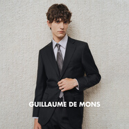 Guillaume de Mons澳嘉純羊毛西服男商務(wù)正裝男士三件套新郎結(jié)婚禮服正裝西裝套裝男 升級(jí)版 黑色【上衣+西褲】 48 碼（西褲尺碼請(qǐng)備注）