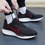 耐克（NIKE）男鞋復古跑鞋2025新款夏季時尚潮流運動鞋舒適耐磨輕便復古跑步鞋 011-黑底紅勾 39