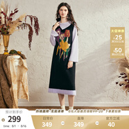 兩三事獨美嬌花 2025春季新款復古花卉毛巾繡無(wú)袖背心裙連衣裙 黑色-y S