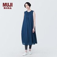 無(wú)印良品 MUJI 女式強(qiáng)捻無(wú)袖連衣裙女裝連身裙子夏季純棉全棉長(zhǎng)裙BC2JNC4S 藏青色 S (155/80A)