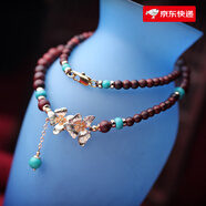 鳳凰涅磐新中式項(xiàng)鏈女珍珠玉長(zhǎng)款吊墜銀葫蘆鎖骨鏈頸鏈送媽媽 地錦【項(xiàng)鏈】