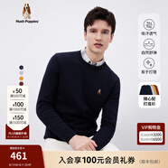 Hush Puppies暇步士男裝秋基礎款多色百搭圓領羊毛混紡針織衫 075深藍1 L