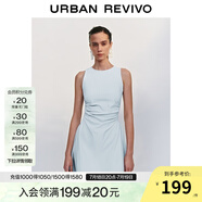 UR2025春季新款女摩登氣質(zhì)褶皺收腰顯瘦無袖連衣裙UYY750030 淡藍(lán) M