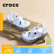 crocs卡駱馳洞洞鞋貝雅卡駱班輕便耐磨一腳蹬休閑鞋|205089 白/深藍(lán)-126 40 (250mm)