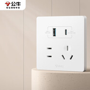 公牛（BULL）開(kāi)關(guān)插座 G12系列五孔帶USB+Type-C 30w快充奶油風(fēng)G12E537暮雪白