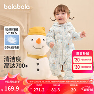 巴拉巴拉童裝嬰兒連體羽絨服輕薄羽絨服寶寶衣服2025冬裝抱衣爬服男童女童 白藍(lán)色調(diào)-白鴨絨 90 cm-充絨量47g