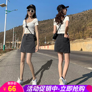 歐貝汐牛仔半身裙女短裙春夏秋季新款高腰A字裙女士學(xué)生韓版裙子 煙灰色 S