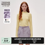 Teenie Weenie小熊女裝簡約簡約冬裝吸濕發(fā)熱抓絨半高領打底衫T恤 淺黃色 M (165)