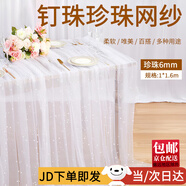 隨燦釘珠珍珠網(wǎng)紗布料珍珠紗婚紗蕾絲頭紗柔軟絲滑甜品臺(tái)背景布紗網(wǎng)布 白色珍珠網(wǎng)紗【1*1.6m】