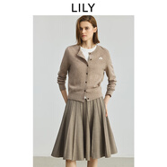 LILY兔絨羊毛混紡2025秋新款老錢(qián)精致休閑通勤針織開(kāi)衫外套女短款 702淺米咖 M