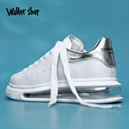 Walker Shop 男鞋小白鞋2025新款氣墊厚底增高休閑鞋情侶運(yùn)動鞋潮流百搭板鞋 白銀 42