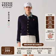 Teenie Weenie小熊針織開衫2025年春夏新款圓領(lǐng)休閑基礎(chǔ)長袖毛衣外套女空調(diào)衫 藏青色 M