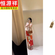 恒源祥三宅褶皺真絲套裝裙女士寬松顯瘦無袖背心裙子貴夫人減齡兩件套 米白不規(guī)則背心+繁花似錦半裙 M 1碼