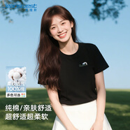 真維斯（Jeanswest）休閑短袖T恤衫女2025夏季新款女生潮流純棉寬松簡(jiǎn)約百搭圓領(lǐng)短t