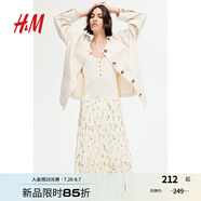 H&M女裝半身裙2025夏季新款淺夏季系穿搭褶裥碎花傘裙長(zhǎng)裙1274014 白色/花卉 L 170/88