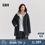 森馬（Semir）外套女中長款西裝領(lǐng)通勤百搭寬松2024冬新款含羊毛雙面呢夾克 灰色調(diào)00322 170/92A/XL