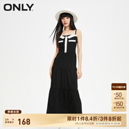 ONLY秋冬時(shí)尚V領(lǐng)蛋糕裙吊帶中長(cháng)款連衣裙女|123407018 H1Z 黑色BLACK M 165/84A