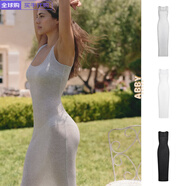 SKIMS美國(guó)正品代購(gòu) SHEER COTTON RIB LONG DRESS 無(wú)袖長(zhǎng)裙 代購(gòu)庫(kù)存不穩(wěn)定，拍前請(qǐng)咨詢客服 XL 拍下不退不換