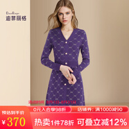 迪菲麗格歐洲站紫色V領(lǐng)針織連衣裙女春2024新款洋氣顯白毛衣裙子 圖片色 S
