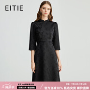 愛特愛（EITIE）氣質(zhì)新中式立領(lǐng)黑色暗紋收腰顯瘦連衣裙秋季新款旗袍C2407416 極簡黑20 M 160