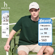 哈吉斯（HAZZYS）男裝 25夏棉圓領(lǐng)短袖T恤ASTZE0CBX80 深綠色DG M（170/92A46）