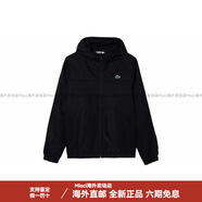 LACOSTE品牌Logo拉鏈連帽直筒長袖夾克外套男款黑色 黑色 XS