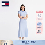TOMMY JEANS【A字廓形】25夏季女裝氣質(zhì)收腰修身顯瘦連衣裙長(zhǎng)裙20383 淡藍(lán)色C3Q S