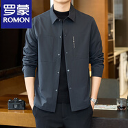 羅蒙商務(wù)高端春秋季新款翻領(lǐng)行政夾克男士外套中年休閑秋裝男款夏 深藍色 L 關(guān)注店鋪領(lǐng)10元優(yōu)惠券