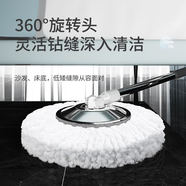 百家好世 旋轉(zhuǎn)拖把桿好神拖墩布地拖免手洗懶人拖地旋轉(zhuǎn)桶配件通用替換 金屬上桿不銹鋼桿金屬盤+1頭