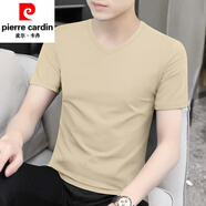 皮爾卡丹（pierre cardin）[7A級(jí)防曬莫代爾] 短袖t恤男夏季高端冰絲速干涼感半袖體恤男 杏色 S 【90~105斤合身】