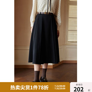 獨(dú)束[神裙3.0版]獨(dú)束大碼女裝高腰半身裙女秋冬微胖mm遮胯顯瘦A字裙 靜謐黑 M