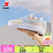 特步女鞋夏新款休閑板鞋女空軍一號(hào)簡(jiǎn)約運(yùn)動(dòng)休閑低幫百搭舒適小白鞋 白粉蘭 40
