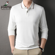 富鋌（FORTEI）長(zhǎng)袖t恤男polo打底衫男士春季上衣服商務(wù)休閑高端男裝 白色 M