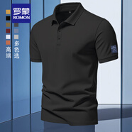羅蒙（ROMON）新款高端翻領(lǐng)polo衫短袖男通勤商務(wù)紳士夏季涼感新款純色男款t恤 黑色 512PG L (115-130斤)