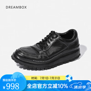 dreambox鈞博老爹鞋vibram防滑耐磨厚底增高男士高檔馬皮休閑皮鞋 黑色 39