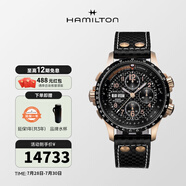 漢米爾頓（Hamilton） 漢密爾頓男表瑞士手表卡其航空超越風(fēng)速系列飛行員腕表禮物 黑色皮帶黑盤(pán)44mm H77696793