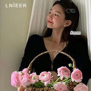 Lnieer999純銀針施家灰色珍珠耳釘女真多麻輕奢感氣質(zhì)耳環(huán)復古耳飾 【8mm】施家白珍珠耳釘【999銀針