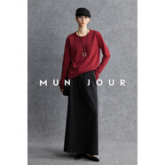MUNJOUR剛需B入_極簡(jiǎn)ROW風(fēng)慵懶佰搭磨毛加厚圓領(lǐng)卷邊寬松口袋T 巴黎紅 XS