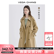 VEGA CHANG風衣女中長款2025春秋季新款韓版收腰經(jīng)典時尚外套ins潮 鷺茶色 S