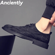 ANCIENTLY男鞋2025年秋季新款透氣輕便舒適工作黑色布鞋男款時(shí)尚休閑鞋男 黑色 39