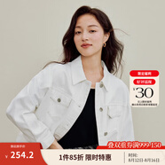 茵曼（INMAN）章若楠同款復(fù)古休閑女裝短款牛仔外套2025年秋季新款長袖上衣 珍珠白-18538456 S