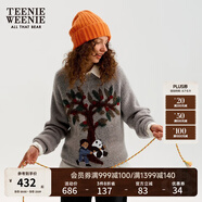 Teenie Weenie小熊女裝簡約毛衣女冬季休閑趣味寬松慵懶套頭毛衫女 中灰色 S 160